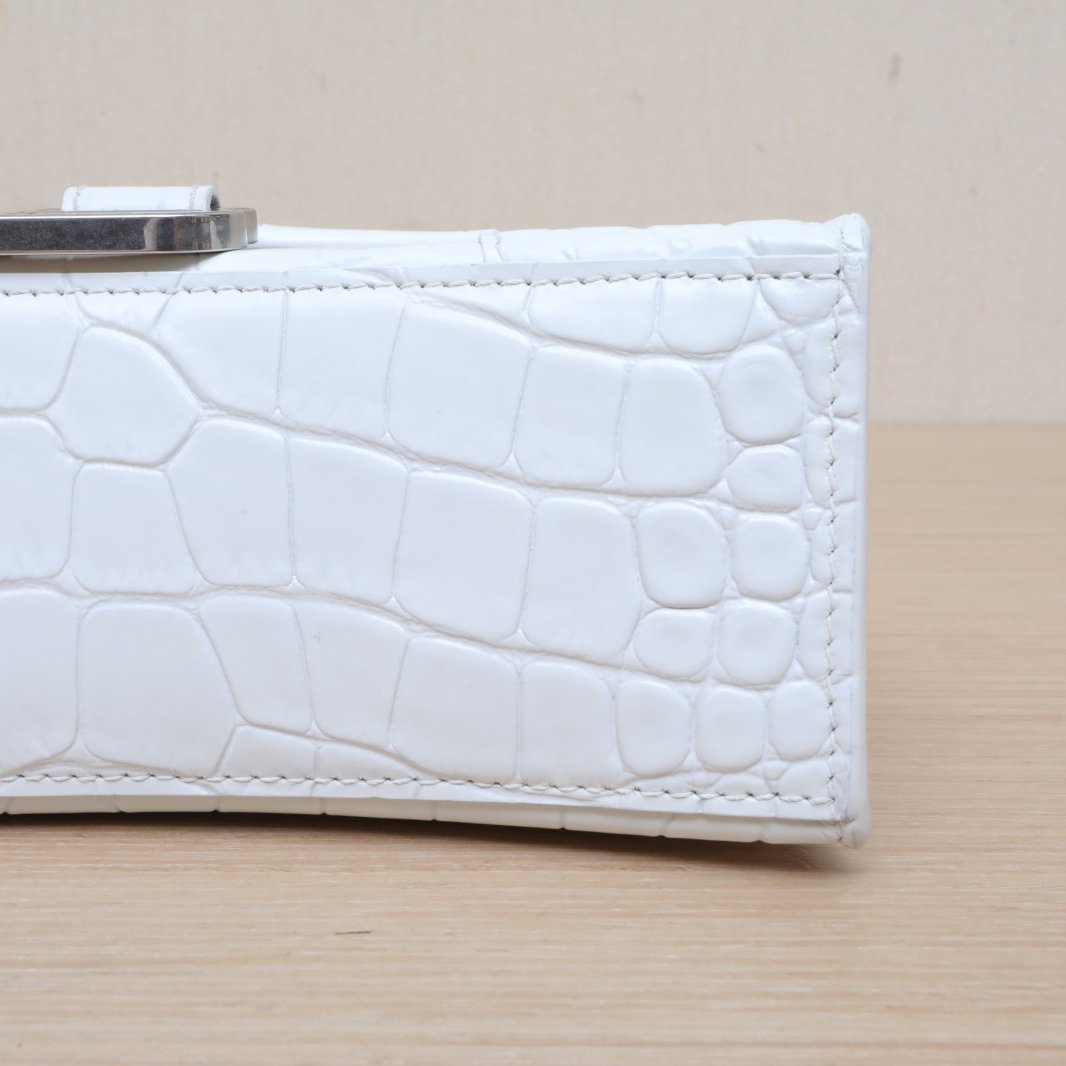 *BALENCIAGA Alligator-embossed Hourglass Crossbody Bag, Size XS, Sliver Hardware-Hana Vintage