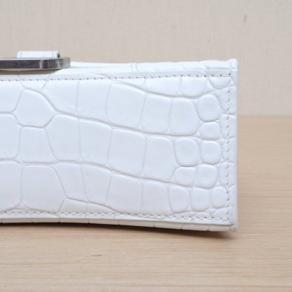 *BALENCIAGA Alligator-embossed Hourglass Crossbody Bag, Size XS, Sliver Hardware-Hana Vintage