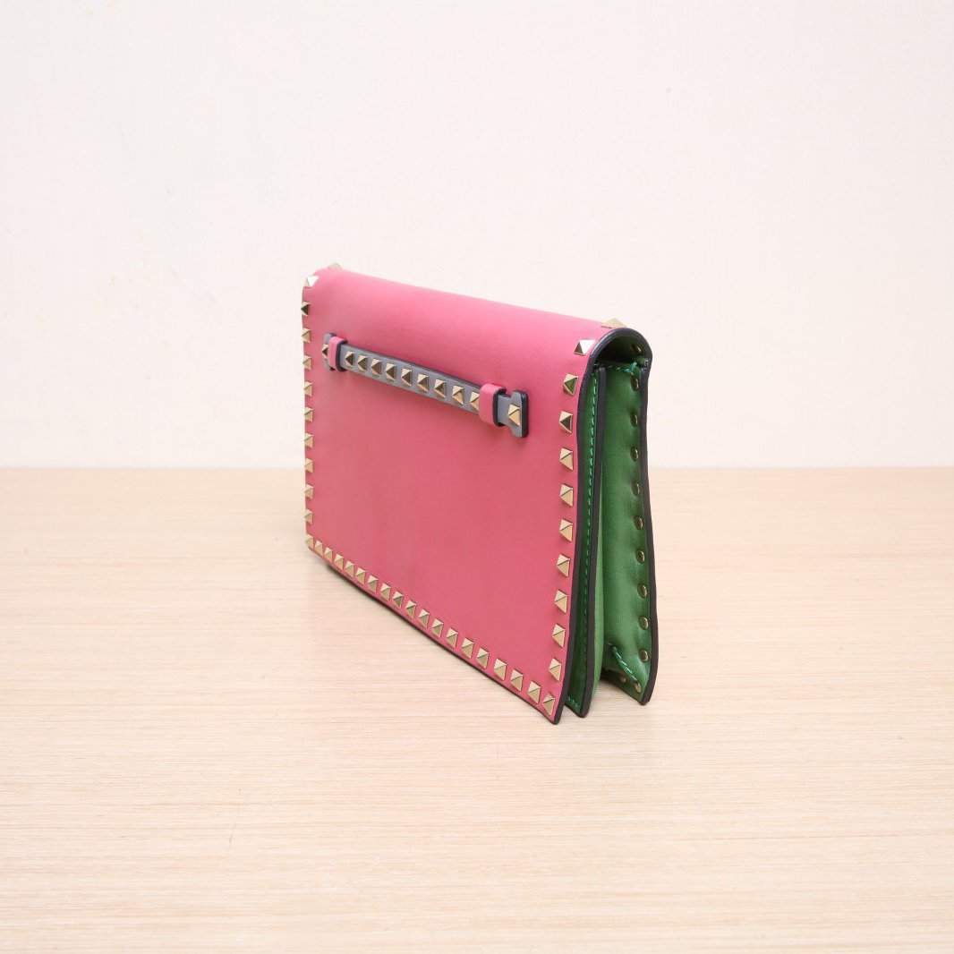 *VALENTINO Color-blocked Rivet Clutch Bag 28CM-Hana Vintage