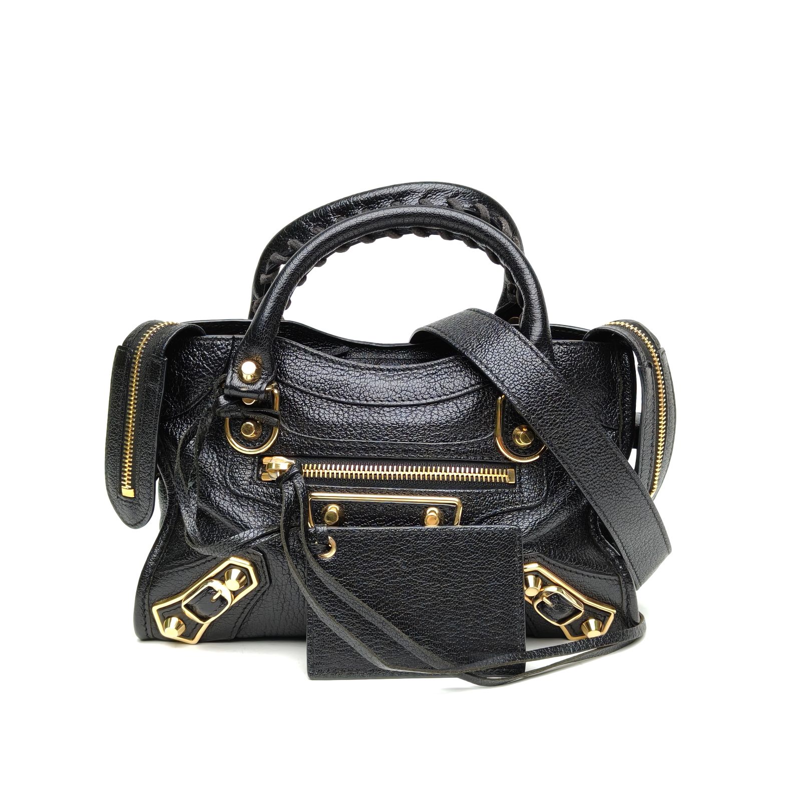 *BALENCIAGA CLASSIC METALLIC EDGE CITY Metal Motorcycle Bag Mini 24cm-Hana Vintage