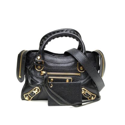 *BALENCIAGA CLASSIC METALLIC EDGE CITY Metal Motorcycle Bag Mini 24cm-Hana Vintage
