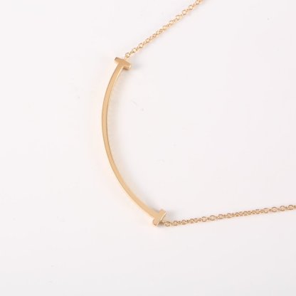 TIFFANY&CO Tiffany T Smile Necklace Small Size Full Diamonds 18K Rose Gold,Diamond-Hana Vintage