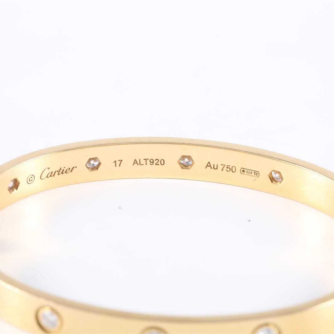 CARTIER LOVE 18K Gold 10 Diamonds Bracelet Wide Version 18K Gold-Hana Vintage