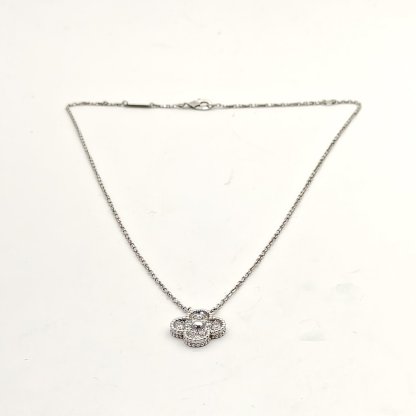 VAN CLEEF&ARPELS Vintage Alhambra Medium Single Flower Necklace Full Diamond Diamond,18K White Gold-Hana Vintage