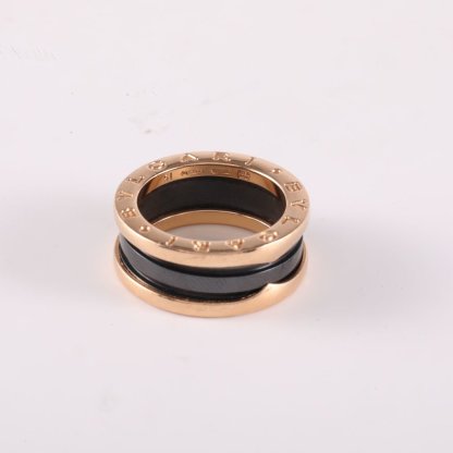 BVLGARI B.ZERO1 Coil Ring Three Rows 18K Rose Gold,Black Ceramic-Hana Vintage