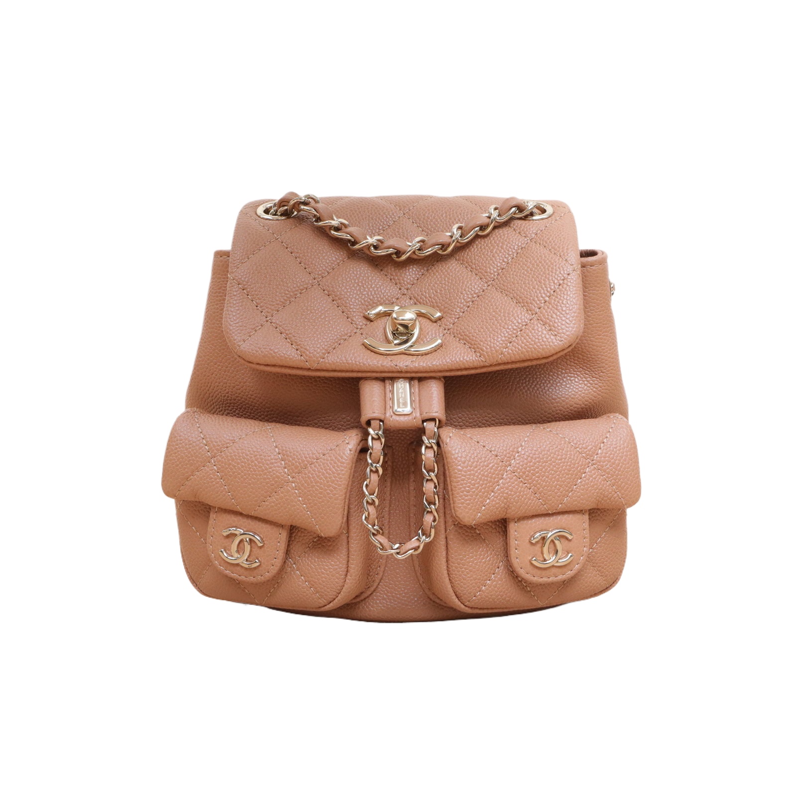 *CHANEL Duma Drawstring Flap Backpack with Two Pockets-Hana Vintage