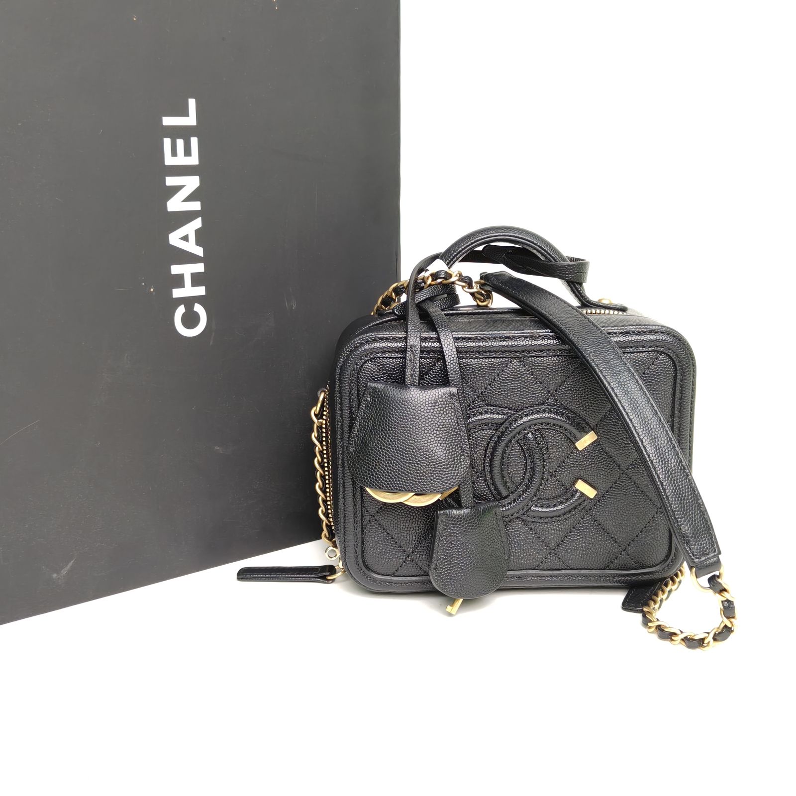 CHANEL Vanity Case Camera Bag, Horizontal Version, with Handle, Small Size, 17cm-Hana Vintage