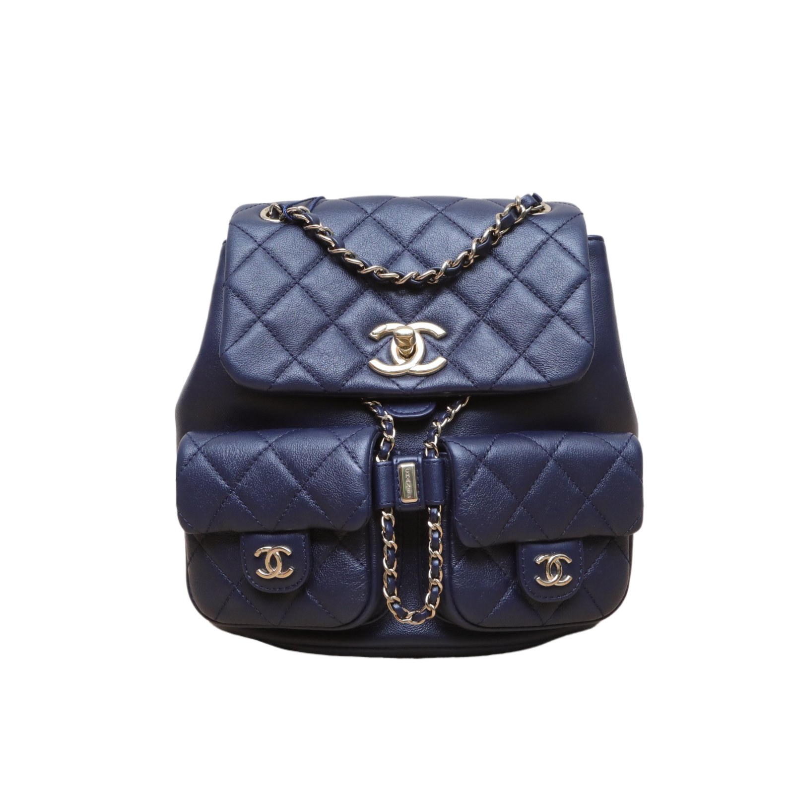 *CHANEL Duma Drawstring Flap Backpack with Two Pockets-Hana Vintage