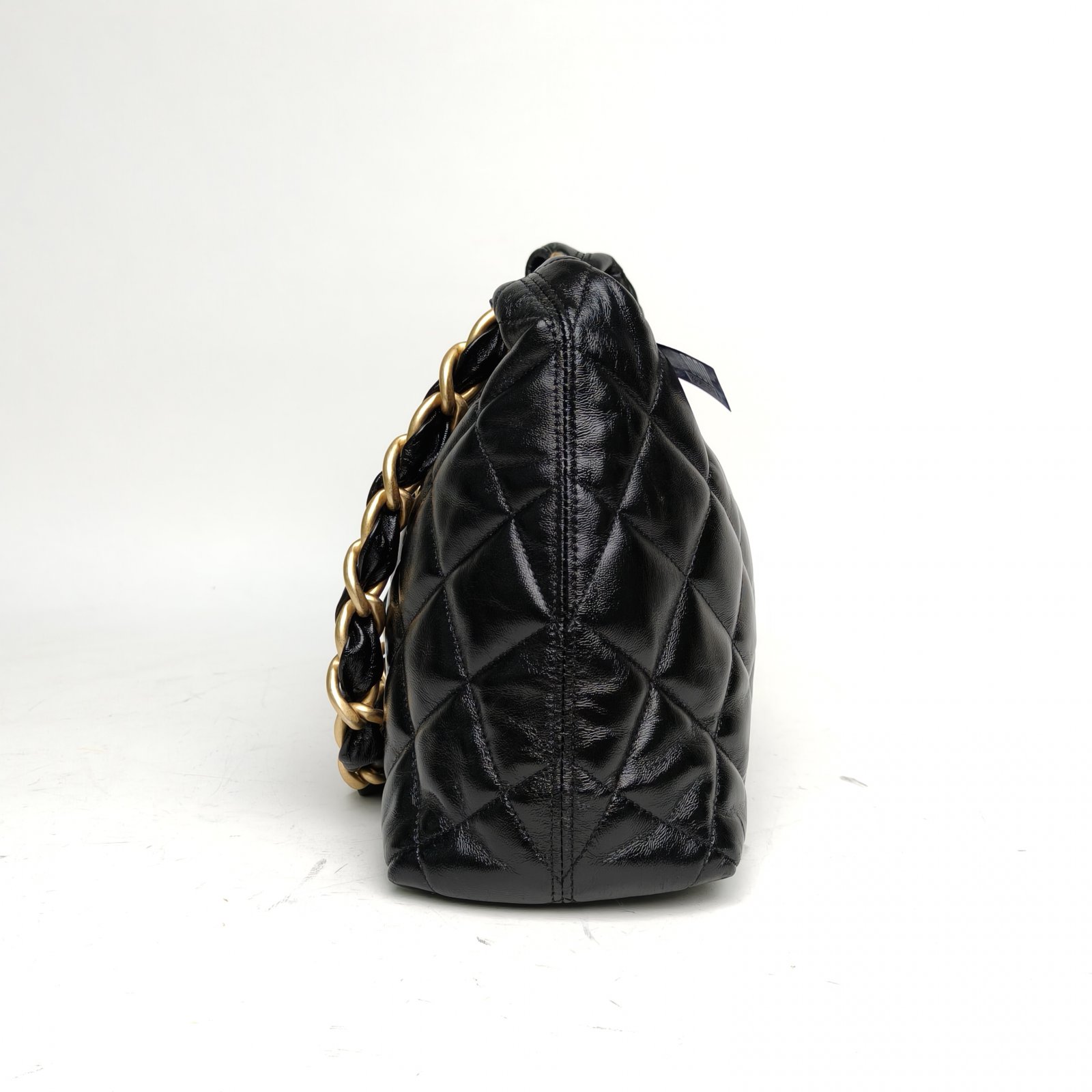 CHANEL Black Chip Gold Hardware 24A hobo Large 30cm-Hana Vintage