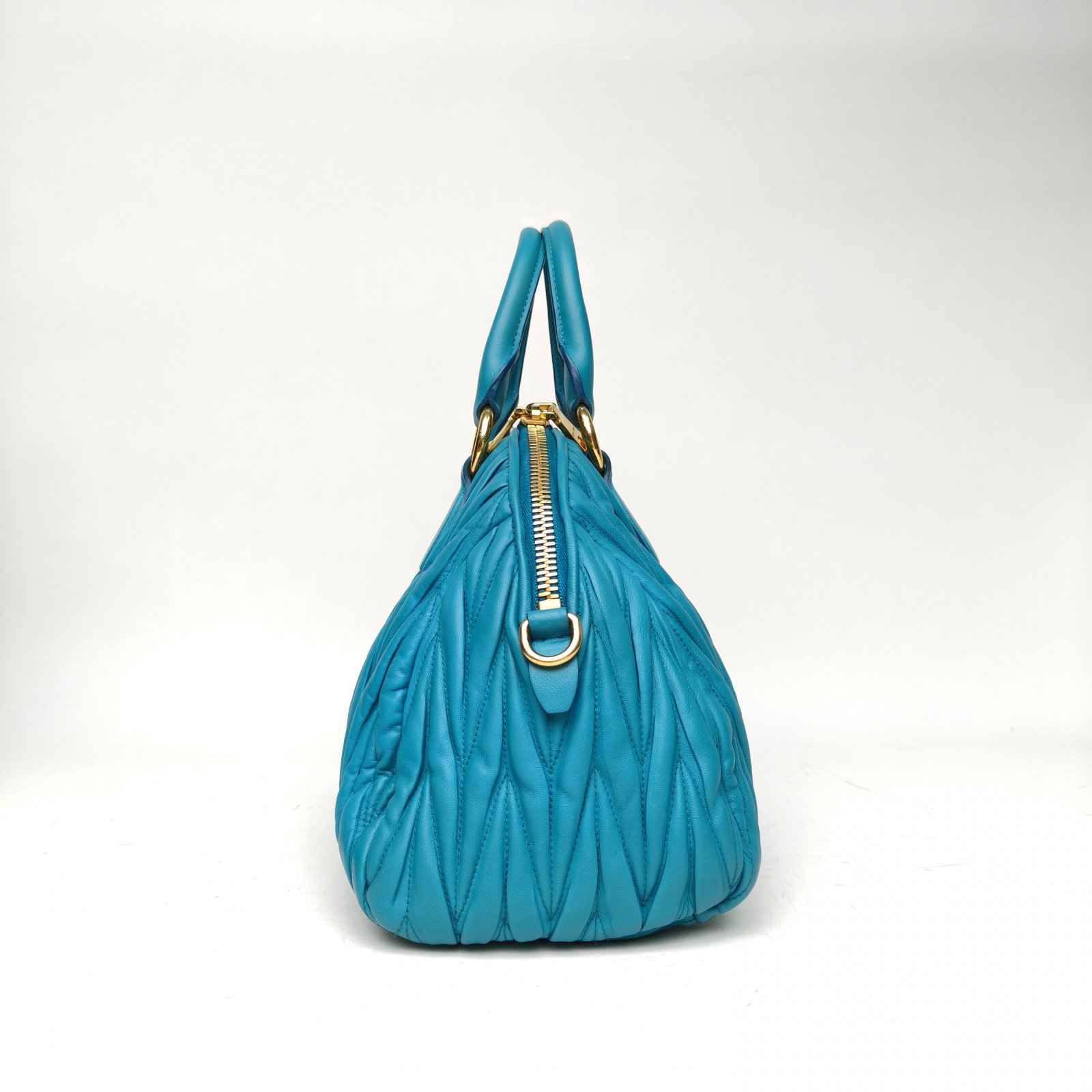 *MIUMIU Blue pleated hand-held Alma With Detachable Pouch-Hana Vintage