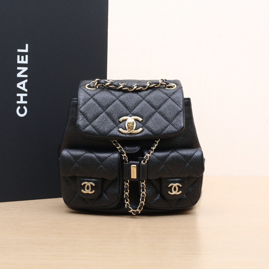 *CHANEL 23P Duma Drawstring Flap Backpack with Double Pockets, Small Size, 18cm-Hana Vintage