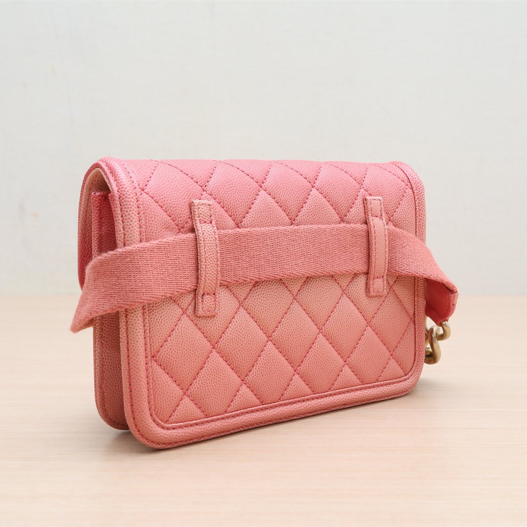 CHANEL Chanel Fanny Pack, Gradient Pink Flap with Gold Hardware, Gradient Color, 2019, Gold Hardware