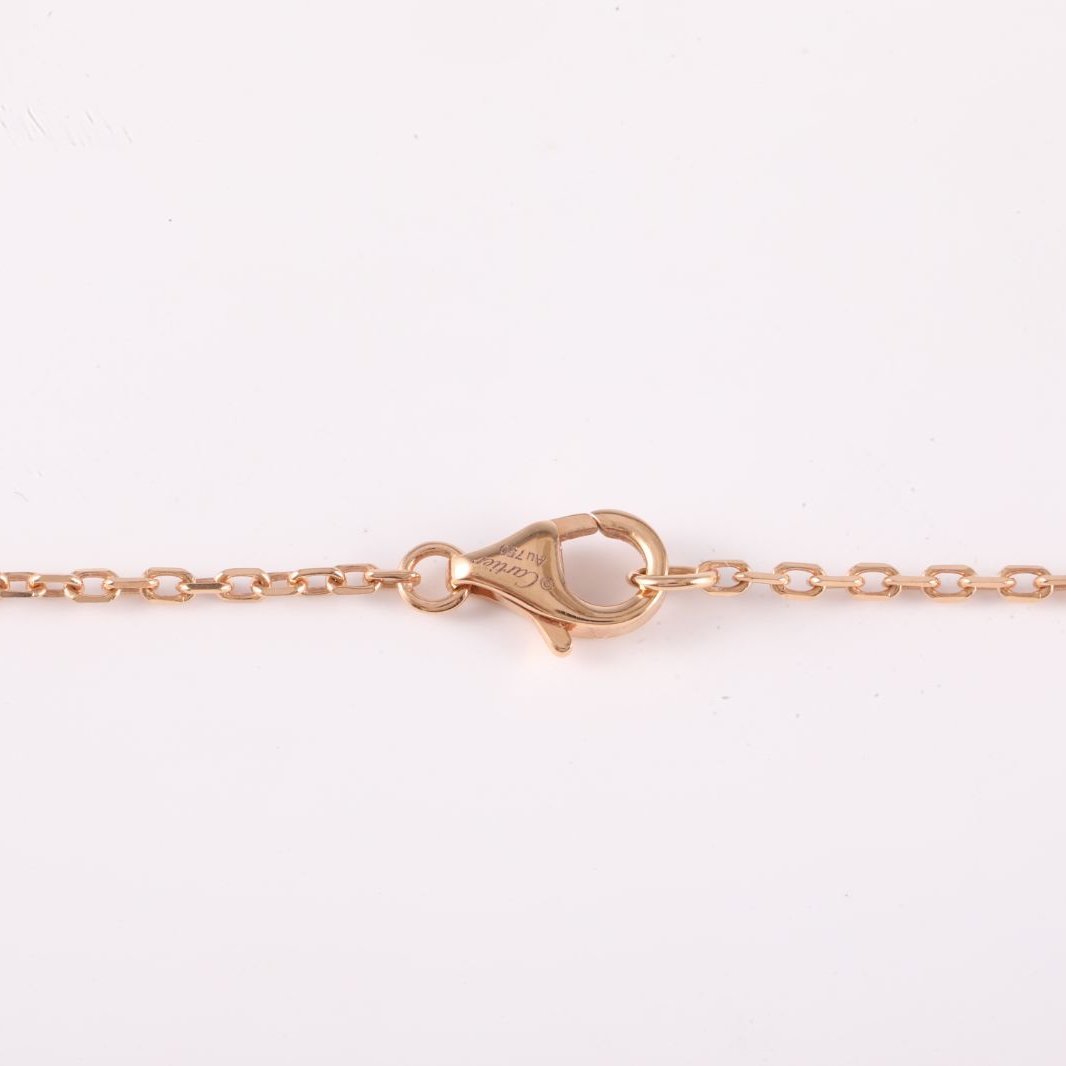 CARTIER LOVE Double Loop Full Diamond Necklace Disc Ring Combination 18K Rose Gold,Diamond-Hana Vintage