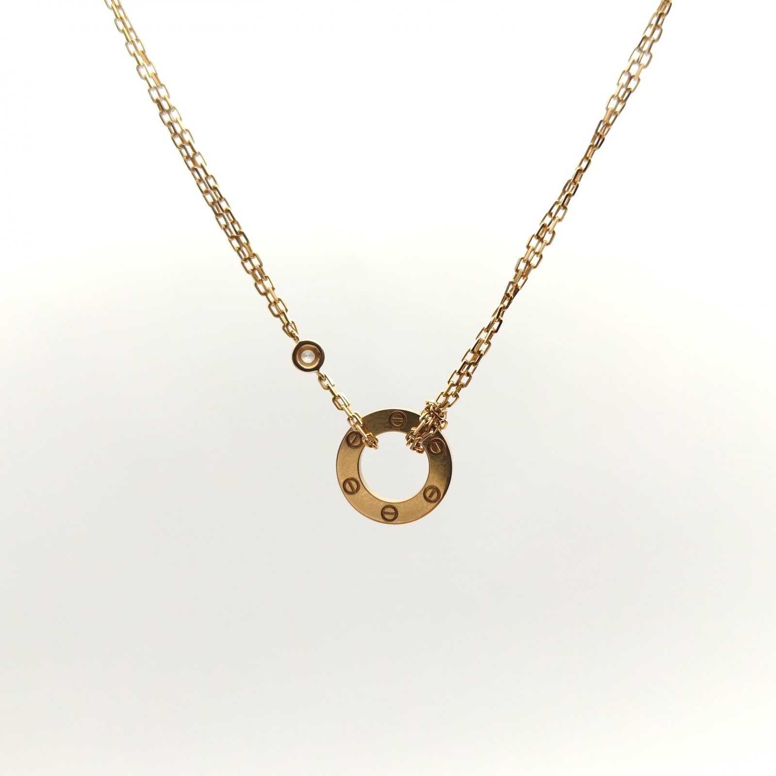 CARTIER LOVE 18K Gold Pendant Necklace with 2 Diamonds 18K Rose Gold,Diamond-Hana Vintage