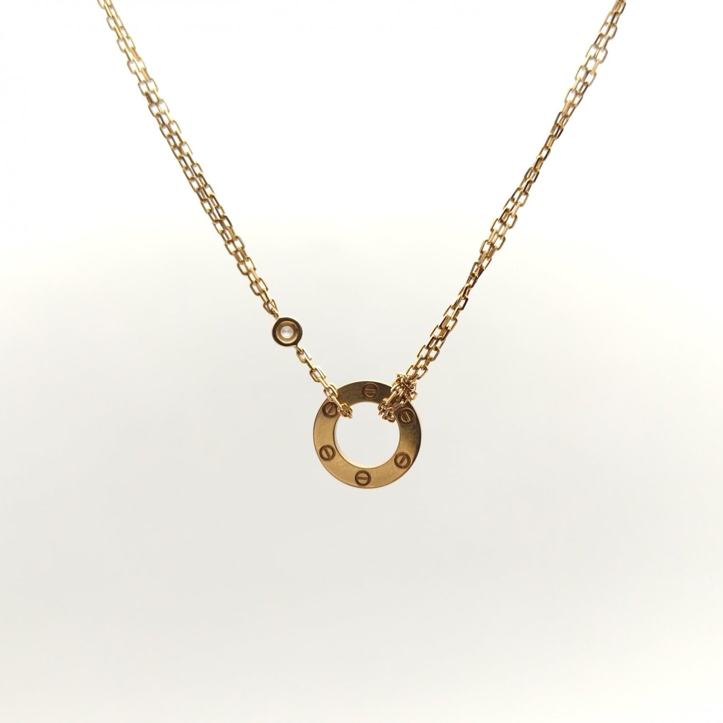 CARTIER LOVE 18K Gold Pendant Necklace with 2 Diamonds 18K Rose Gold,Diamond-Hana Vintage
