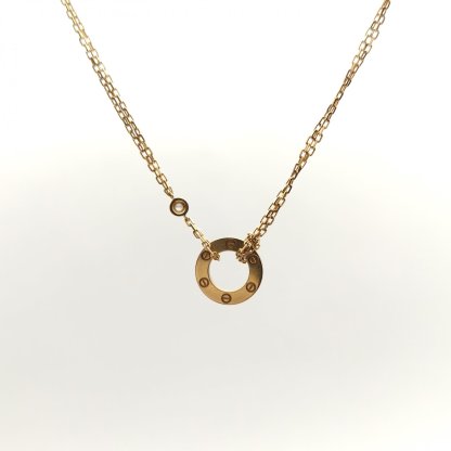 CARTIER LOVE 18K Gold Pendant Necklace with 2 Diamonds 18K Rose Gold,Diamond-Hana Vintage
