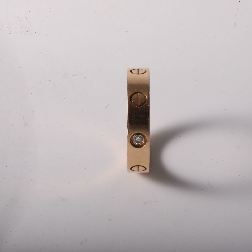 CARTIER LOVE 18K Gold Single Diamond Narrow Ring 18K Rose Gold,Diamond-Hana Vintage