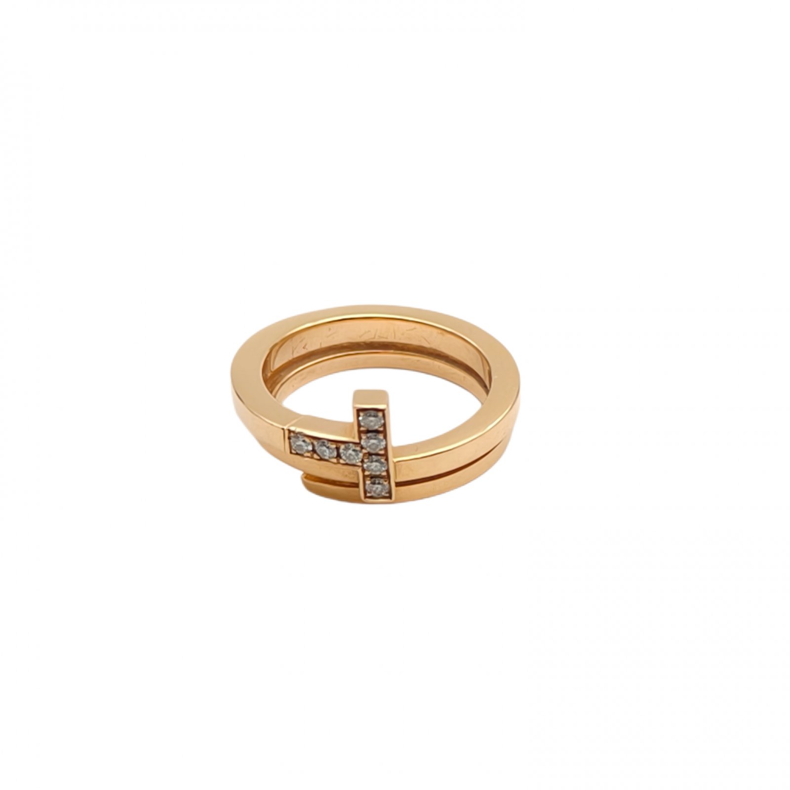 TIFFANY&CO Tiffany T Collection Diamond Square Wrap Ring 18K Rose Gold,Diamond-Hana Vintage