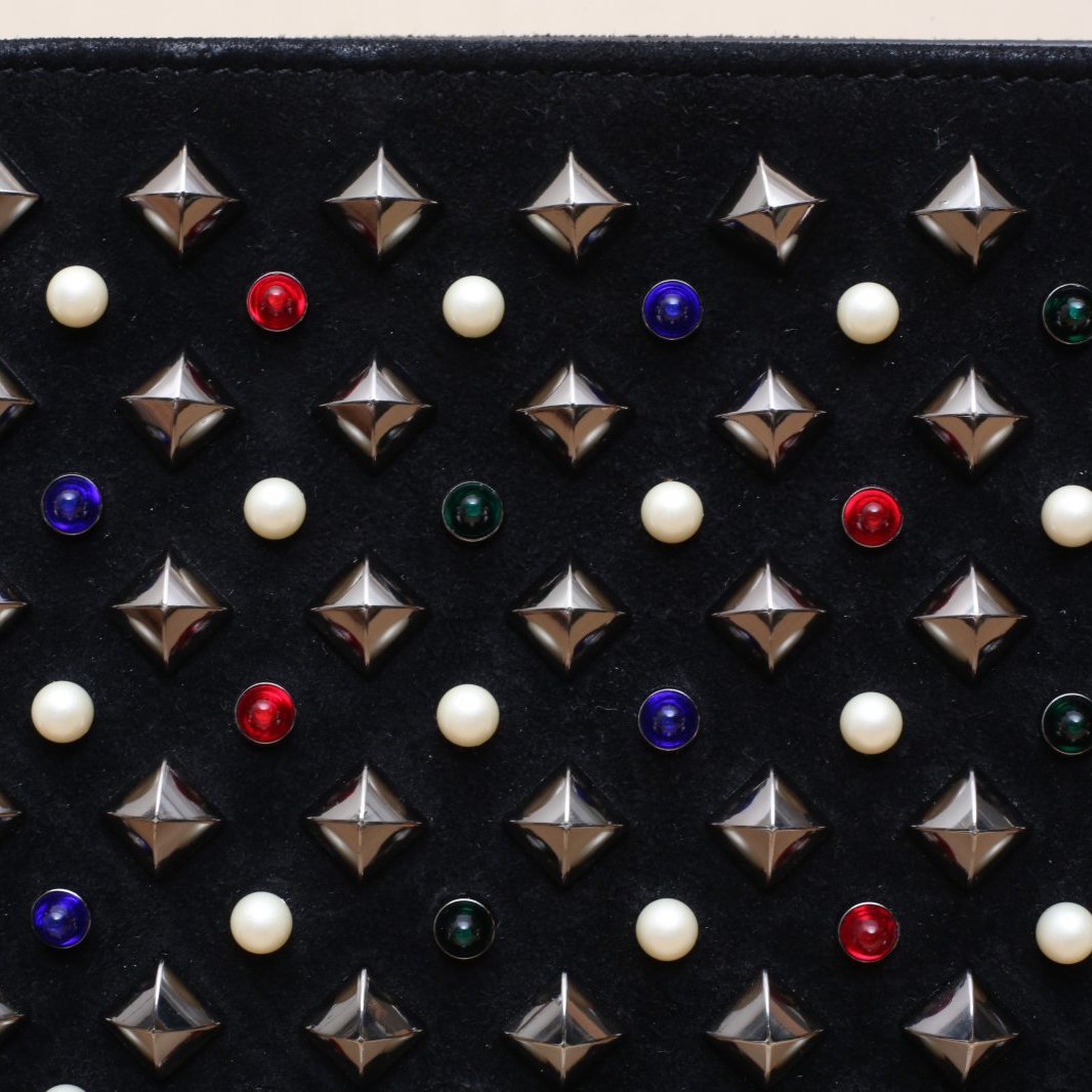 *Christian Louboutin Black velvet rivet crossbody bag-Hana Vintage