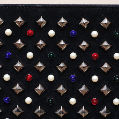 *Christian Louboutin Black velvet rivet crossbody bag-Hana Vintage