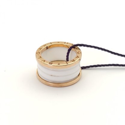 BVLGARI B.ZERO1 Coil Ring 18K Rose Gold,White Ceramic-Hana Vintage