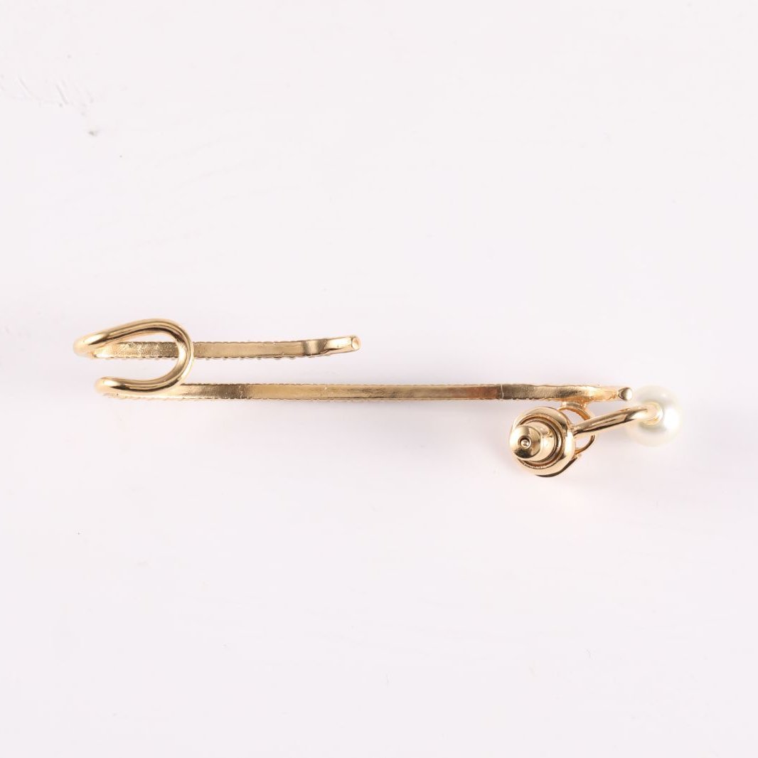 DIOR Pearl Rhinestone Single Ear Ear Hook Diamond Stud Earring Alloy-Hana Vintage