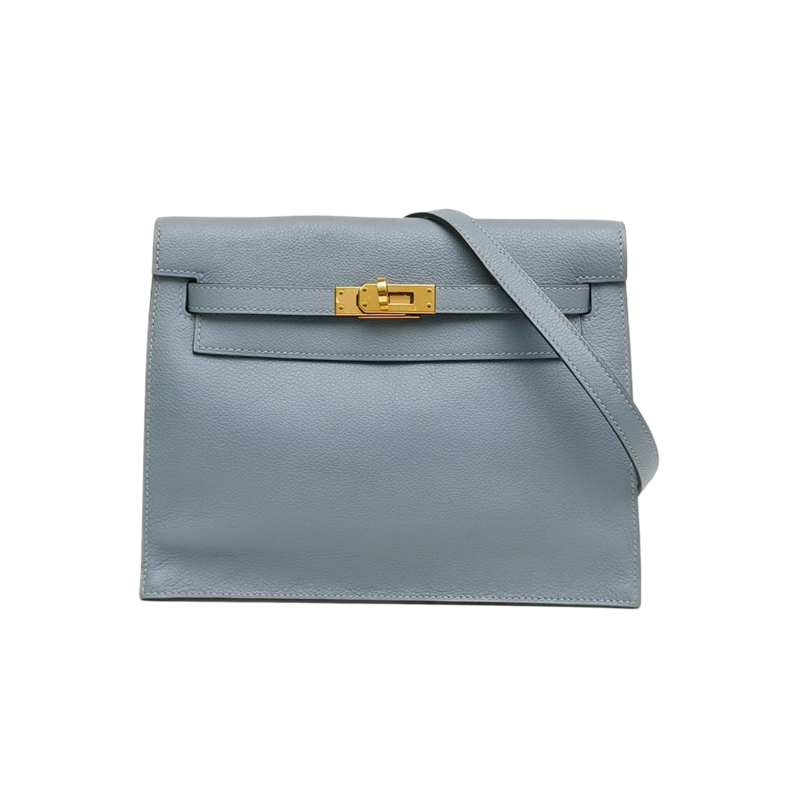 HERMES Kelly Danse 22 Bleu Lin(J7) Evercolor Leather Stamp Z,2021