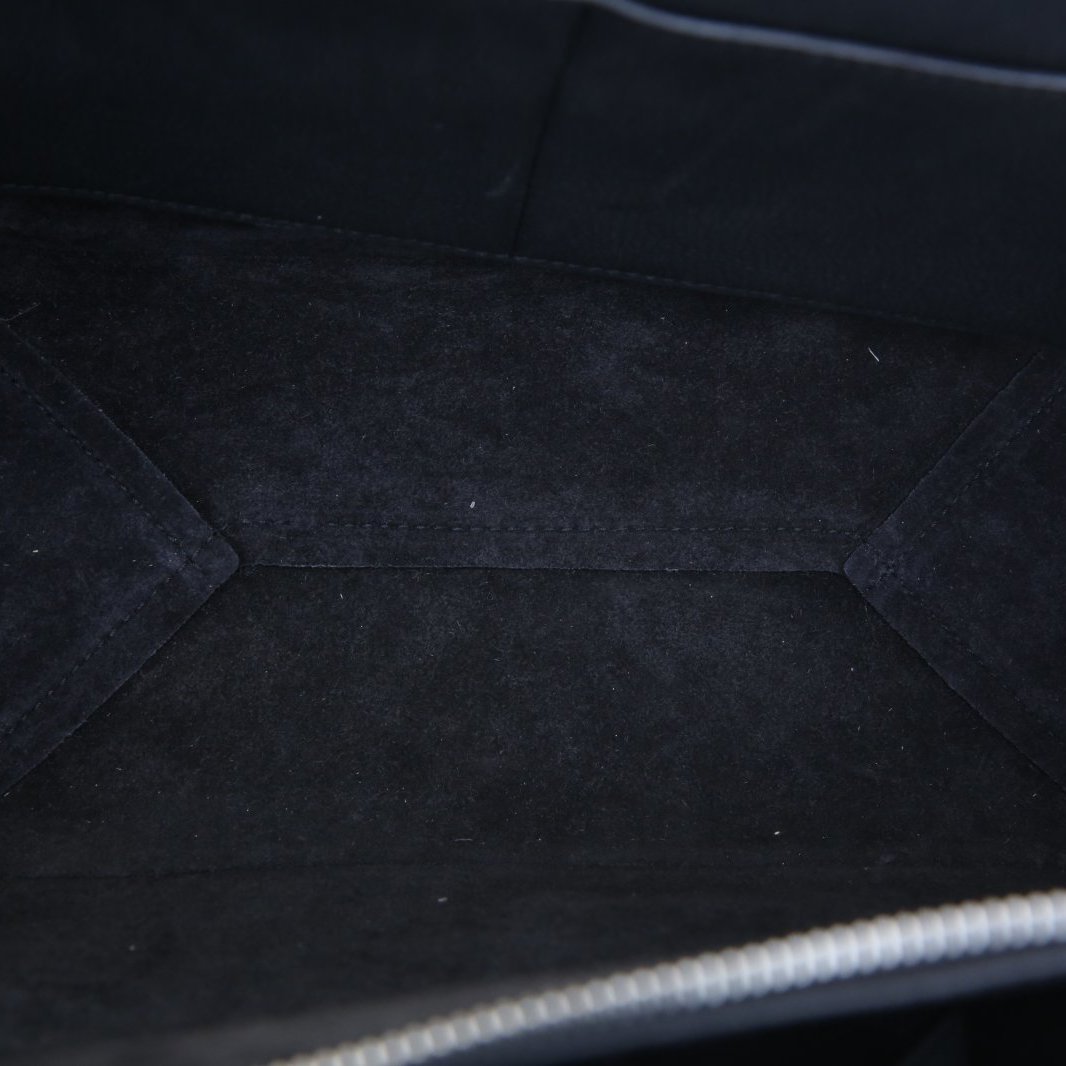 CELINE Black Leather C Trifold Bat Handbag, Large Size