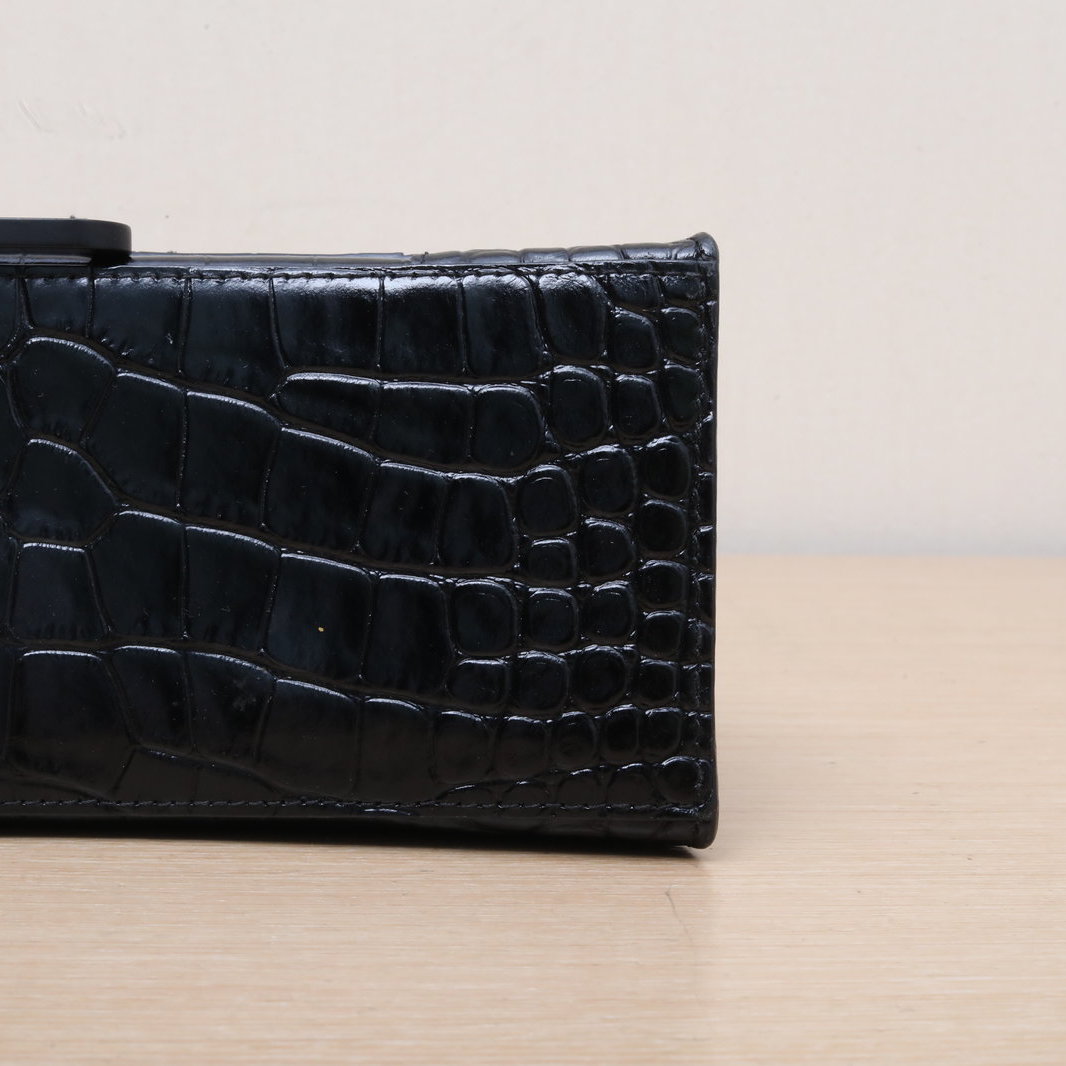 *BALENCIAGA Alligator-embossed Hourglass Handbag, Size S, Black Hardware-Hana Vintage