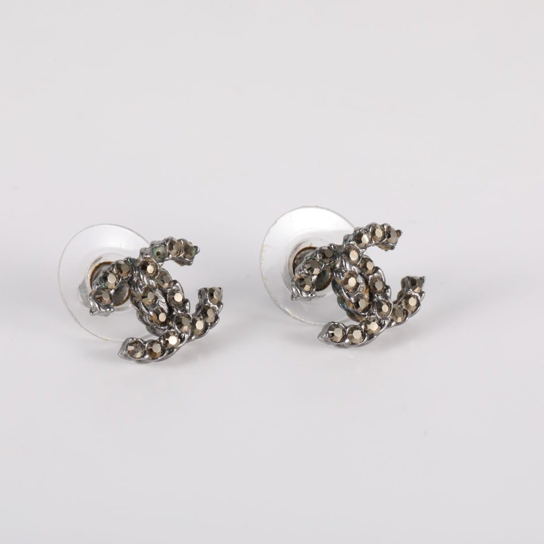 CHANEL Double C Earrings 18V Alloy
