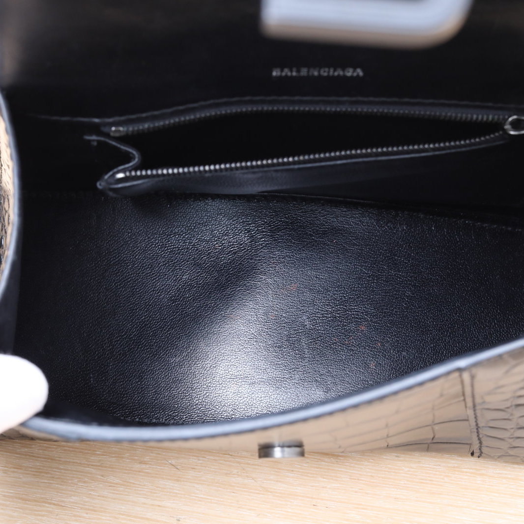 *BALENCIAGA Alligator-embossed Hourglass Handbag, Size S, Black Hardware-Hana Vintage