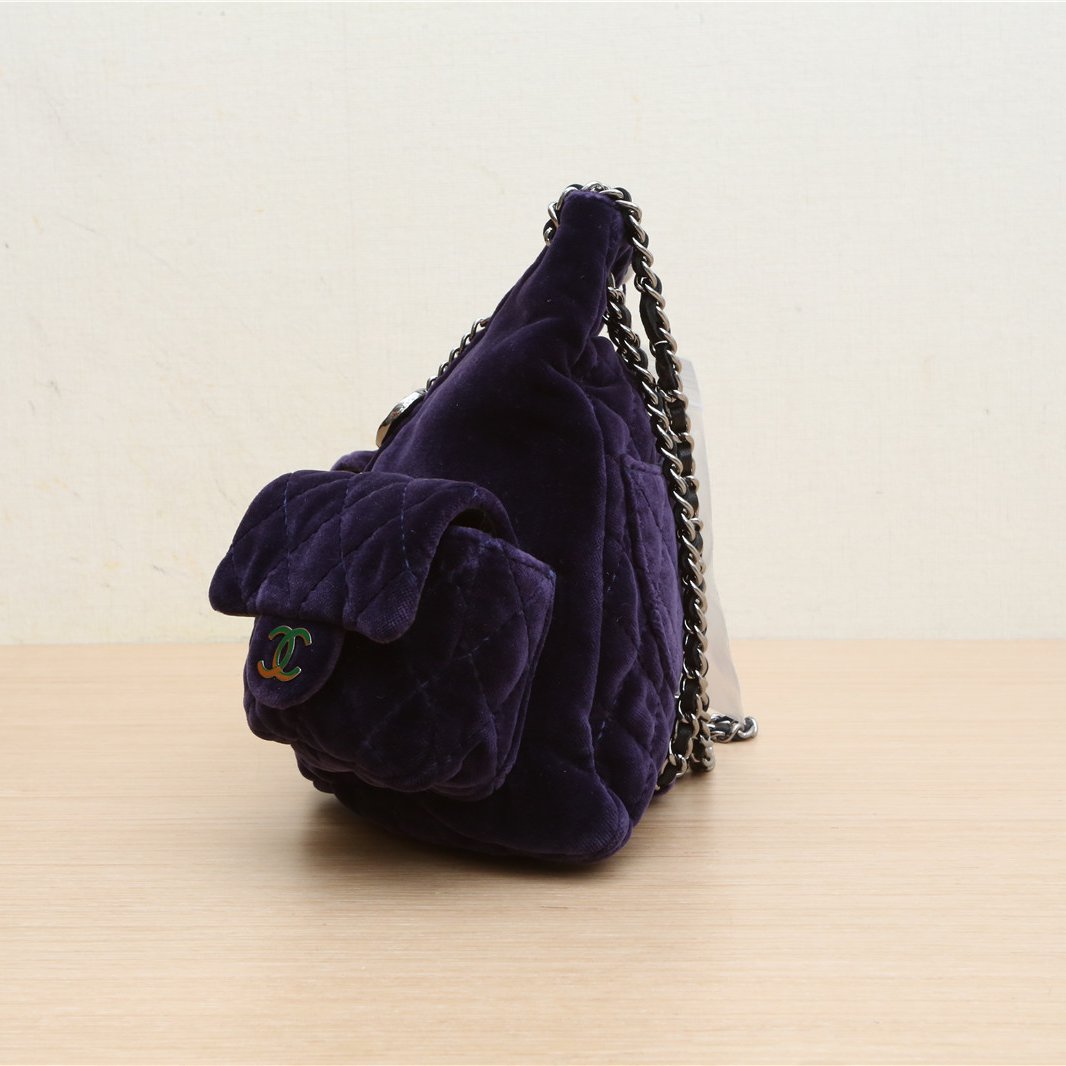 CHANEL Vintage Showpiece Velvet Mini Frog Bag, Purple Velvet, 2013, Sliver Hardware