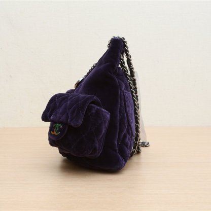 CHANEL Vintage Showpiece Velvet Mini Frog Bag, Purple Velvet, 2013, Sliver Hardware