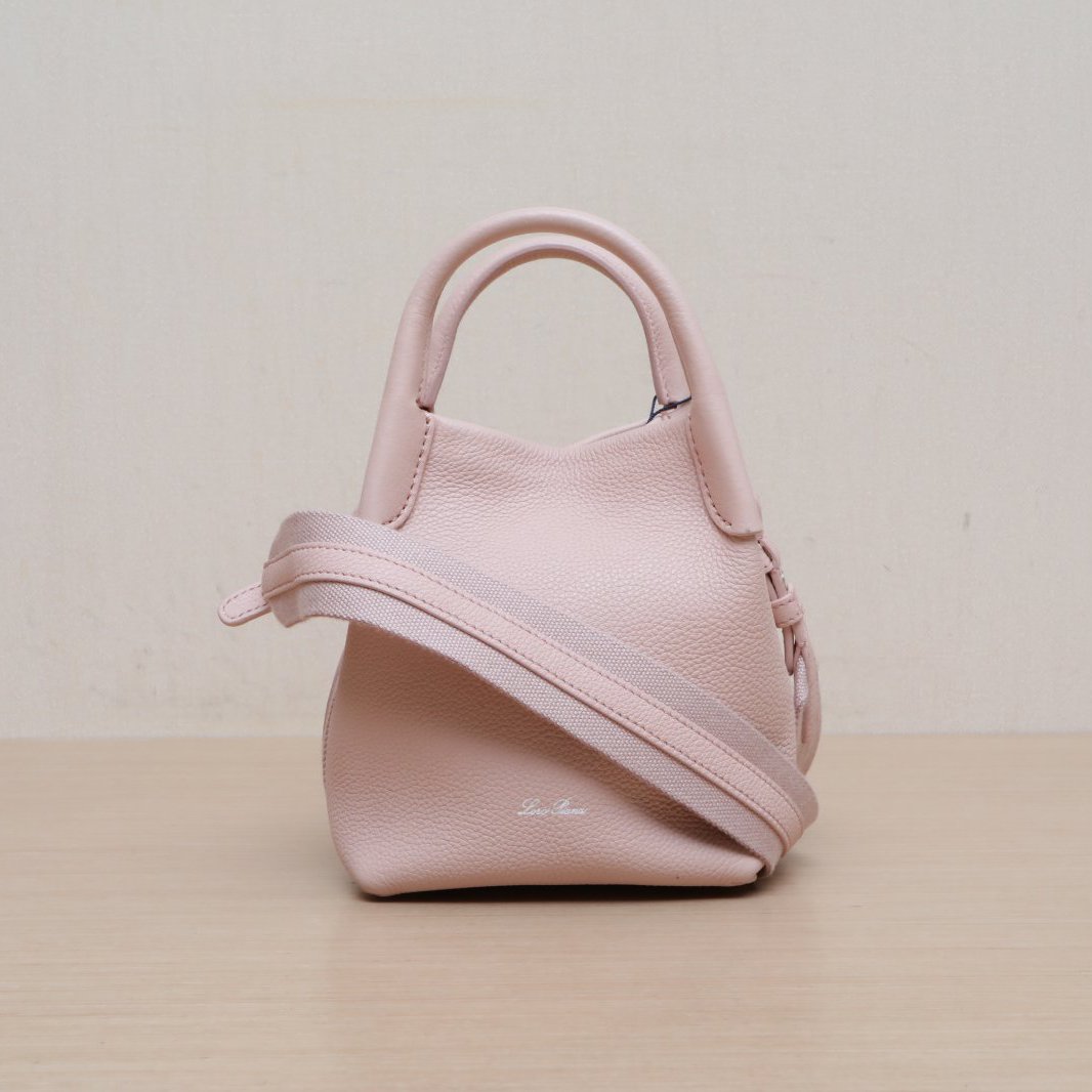 *LOROPIANA Pink Sliver Hardware Single-shoulder Bucket Bag, Small Size, New Style-Hana Vintage