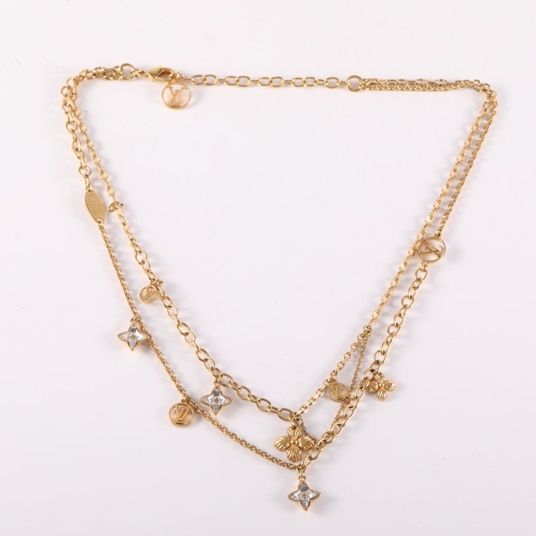 LOUIS VUITTON LV Clover Double-layer Necklace Alloy-Hana Vintage