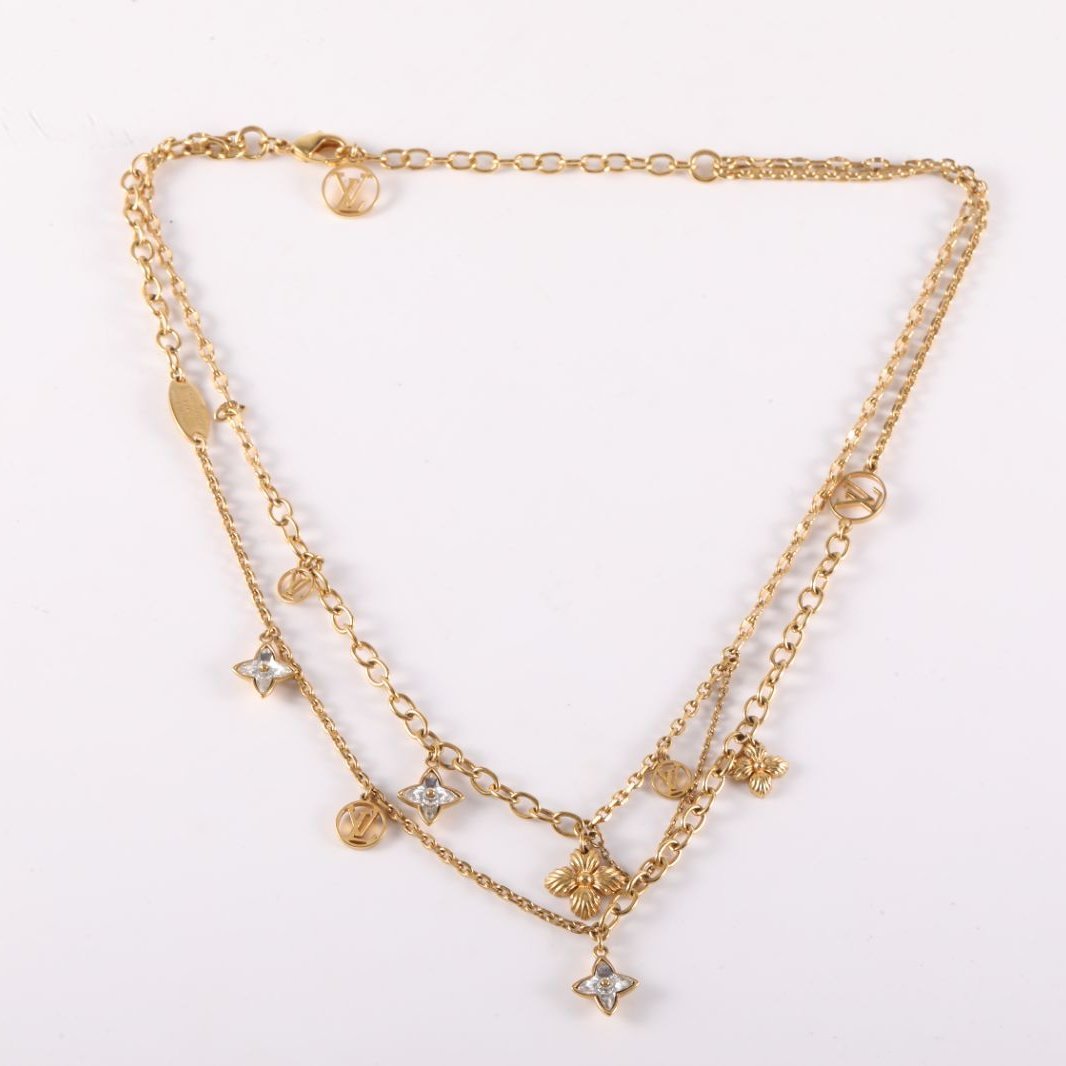 LOUIS VUITTON LV Clover Double-layer Necklace Alloy-Hana Vintage