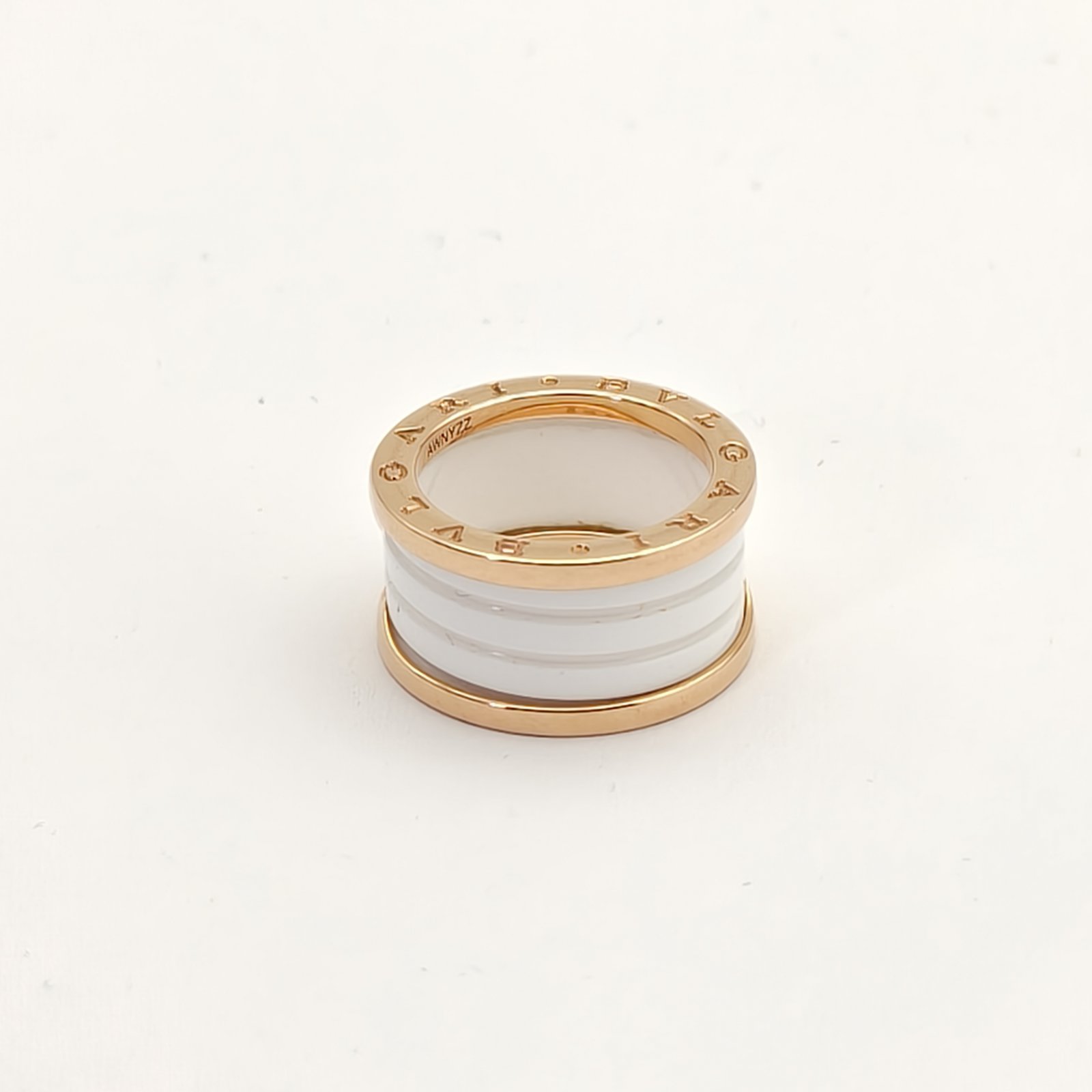 BVLGARI B.ZERO1 Coil Ring 18K Rose Gold,White Ceramic-Hana Vintage