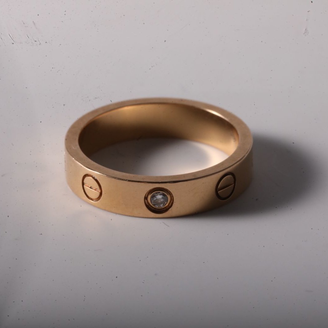 CARTIER LOVE 18K Gold Single Diamond Narrow Ring 18K Rose Gold,Diamond-Hana Vintage