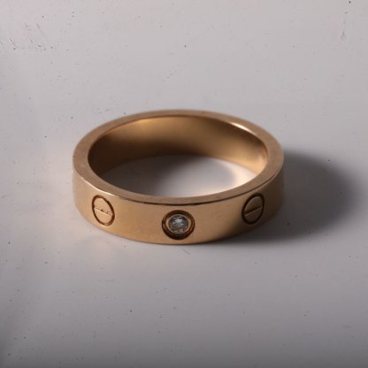 CARTIER LOVE 18K Gold Single Diamond Narrow Ring 18K Rose Gold,Diamond-Hana Vintage