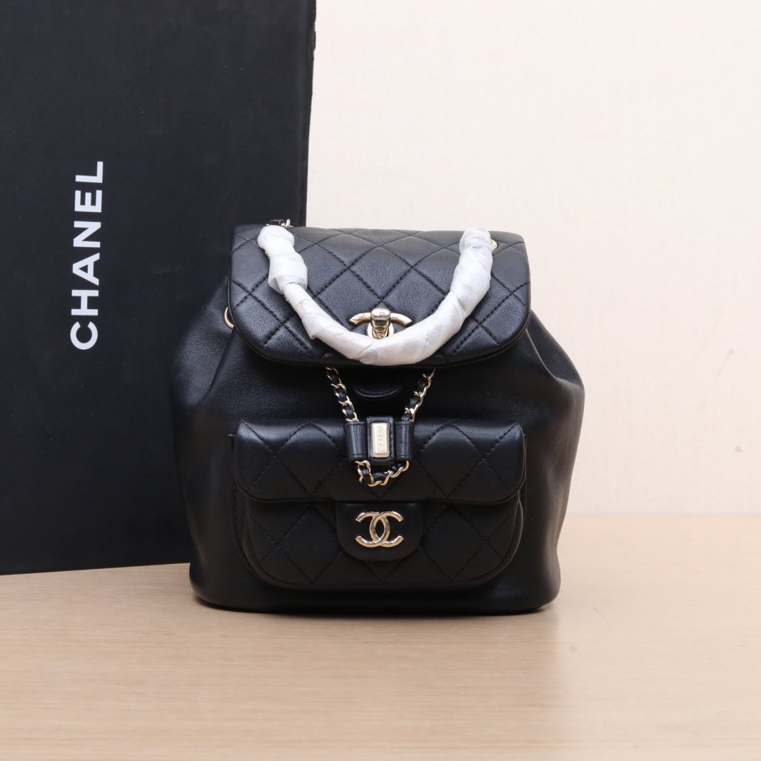 *CHANEL 23C Duma Drawstring Flap Backpack with Single Pocket, Small Size, 18cm-Hana Vintage