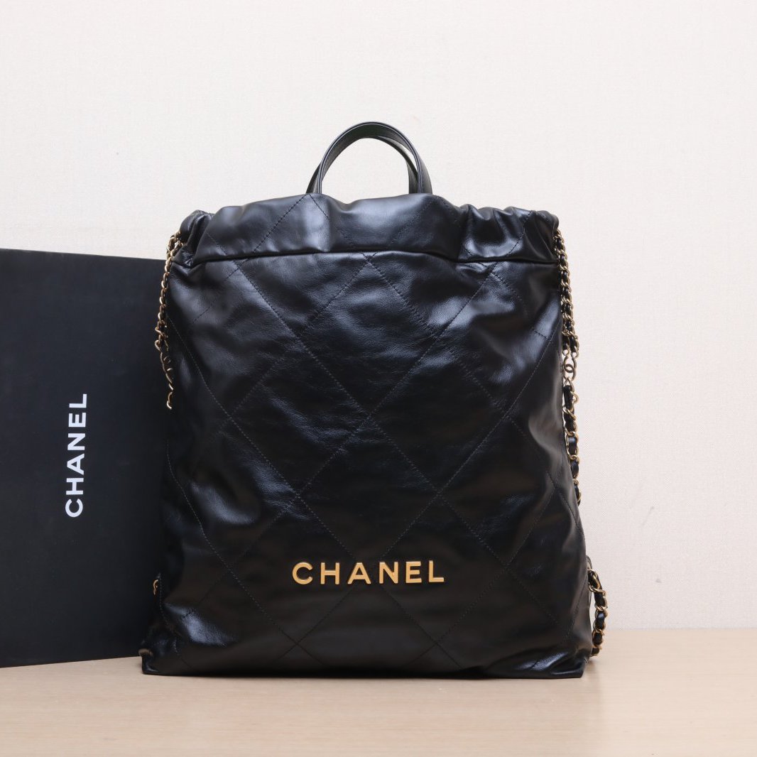 *CHANEL 22Bag Double-Shoulder Backpack with Handle, Large Size, 34cm-Hana Vintage
