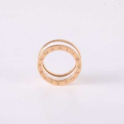 BVLGARI Rose Gold B.ZERO1 Coil Ring Three Circle 18K 18K Rose Gold,White Ceramic-Hana Vintage
