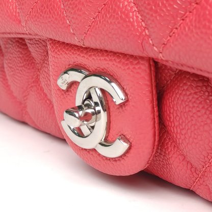 *CHANEL Red 2015 Sliver Hardware Quilted Pattern Seasonal Style with Zipper Camera Bag CF Flap Bag 30cm-Hana Vintage