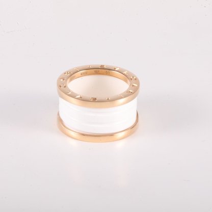 BVLGARI B.ZERO1 Coil Ring 18K Rose Gold,White Ceramic-Hana Vintage