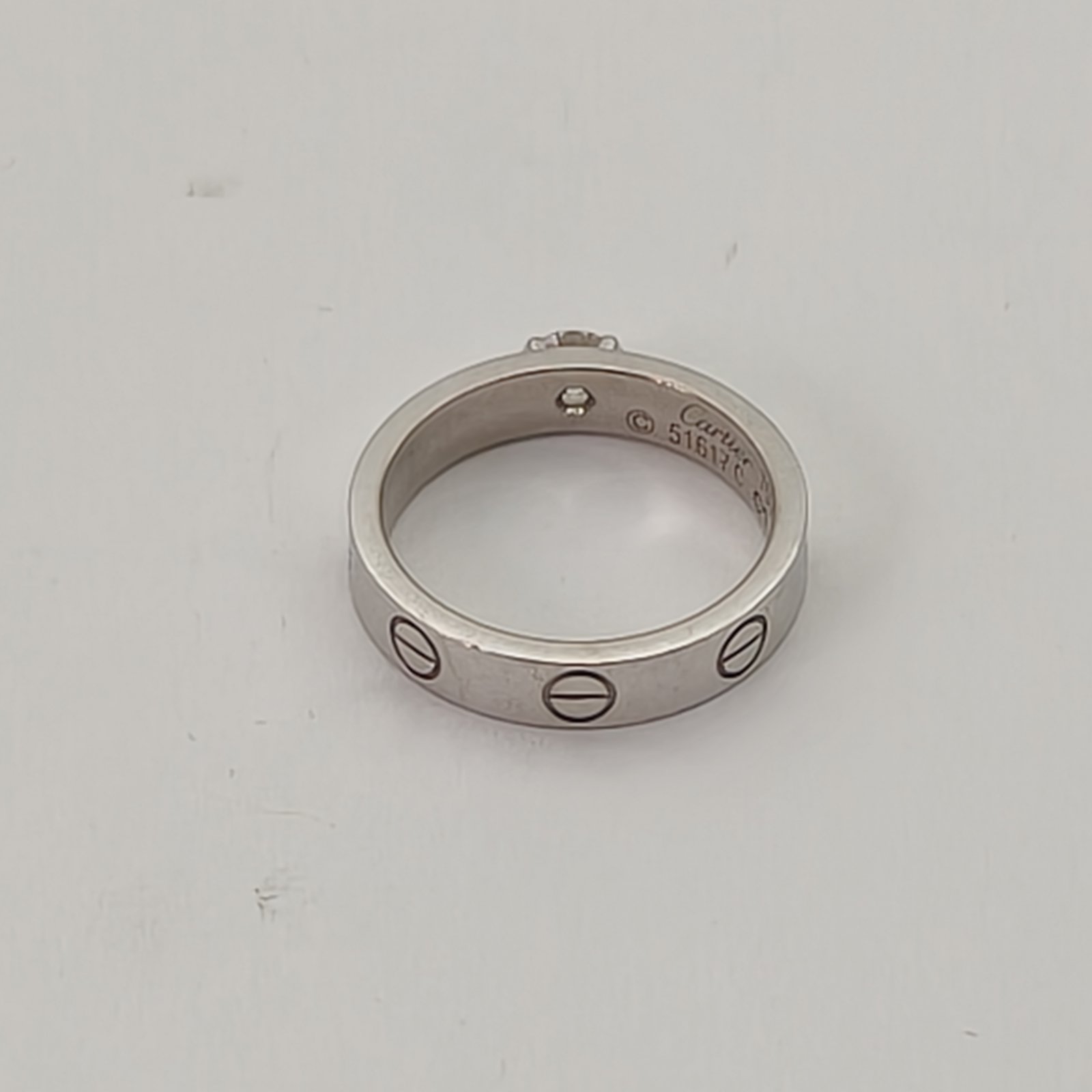 CARTIER LOVE 18K Gold Single Diamond Narrow Ring 18K White Gold,Diamond-Hana Vintage