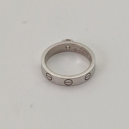 CARTIER LOVE 18K Gold Single Diamond Narrow Ring 18K White Gold,Diamond-Hana Vintage