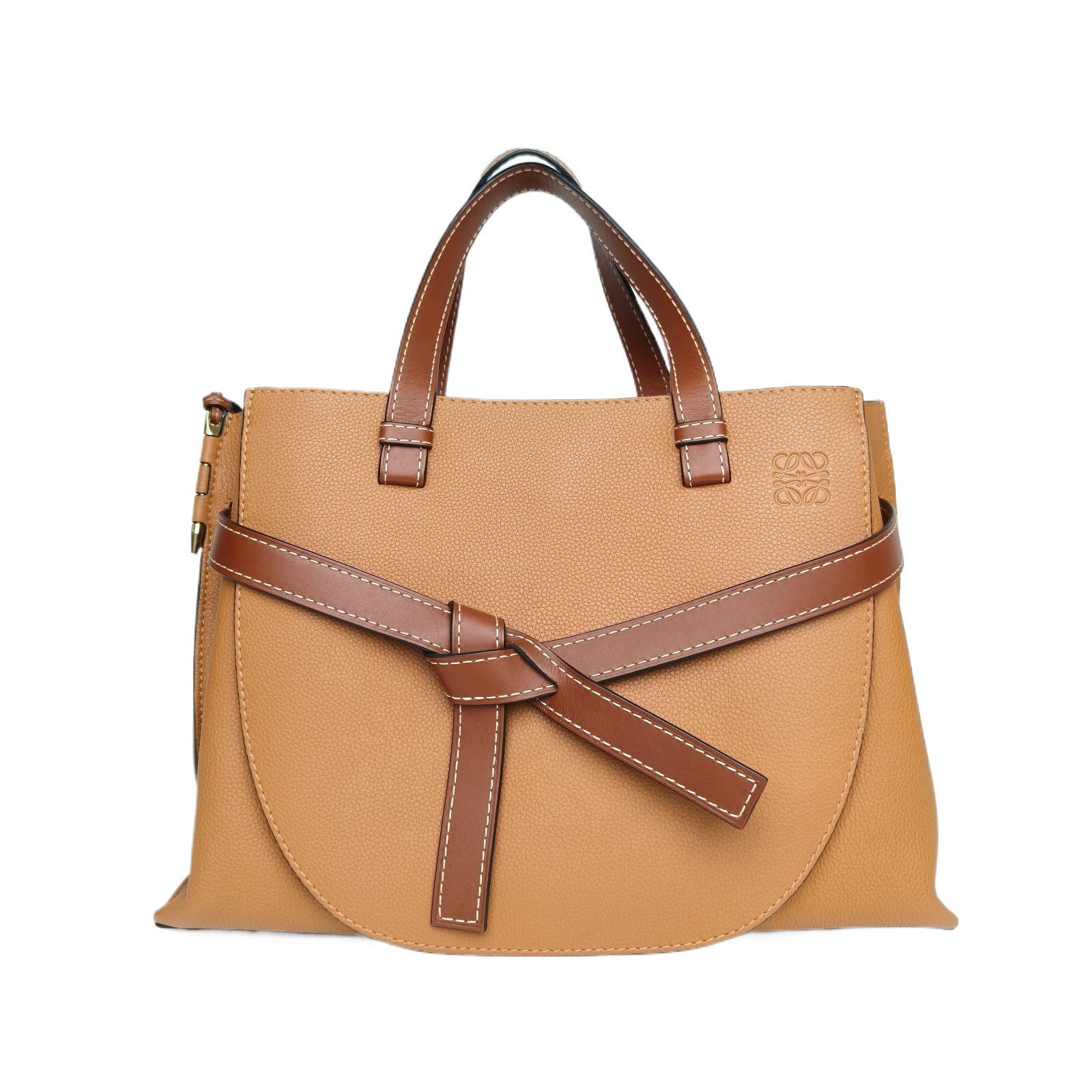 *LOEWE Brown Gold Hardware Gate top handle Shoulder Bag-Hana Vintage