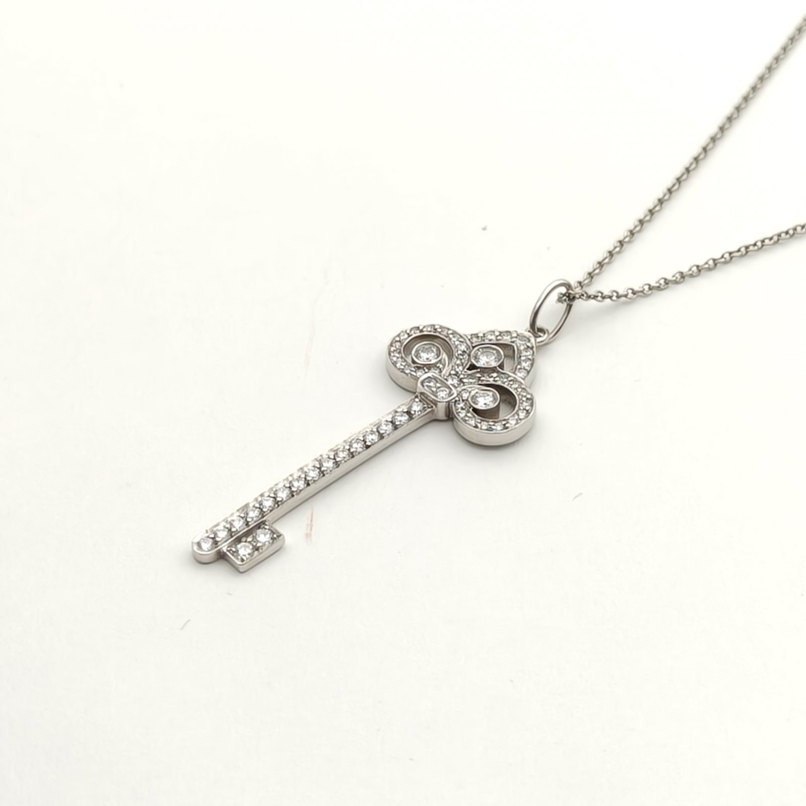 TIFFANY&CO Tiffany Keys Fleur de Lis Medium 3.8cm Diamond Stud Earring Platinum 950,Diamond-Hana Vintage