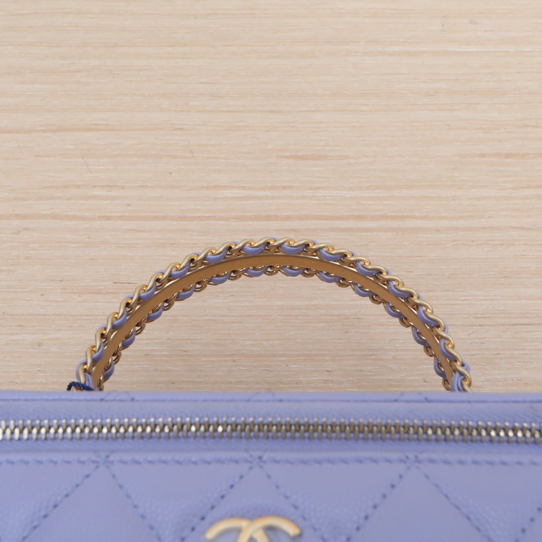 CHANEL 24A Handheld Long Box Cosmetic Bag with Mirror