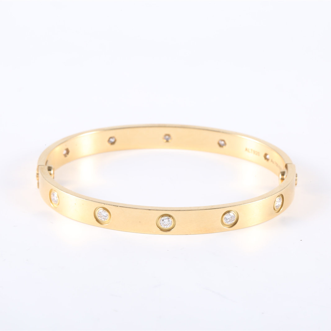 CARTIER LOVE 18K Gold 10 Diamonds Bracelet Wide Version 18K Gold-Hana Vintage